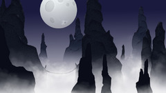 Mountains big moon artwork