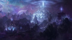 Mountains cityscapes artwork digital art fantasy art