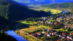 Mountains cityscapes houses tilt-shift