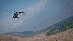 Mountains clouds Aircraft Helicopters French military rocks 