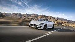 Mountains clouds cars roads rocks driving motion skies Maserati 