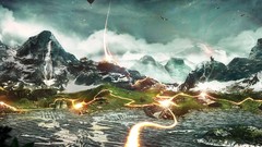 Mountains clouds Desktopography Photo