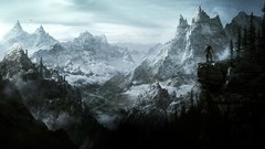 Mountains clouds Dragons the elder scrolls v skyrim the elder 