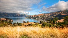 Mountains clouds fields rivers