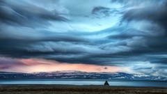Mountains clouds fields rivers