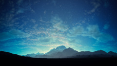 Mountains clouds landscape nature cyan blue Stars