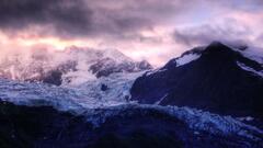 Mountains clouds landscape snow Violet nature