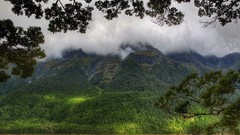 Mountains clouds Landscapes Trees