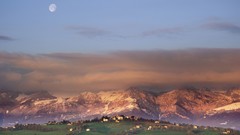 Mountains clouds moon Italy skyscapes towns