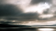 Mountains clouds moon lakes skies