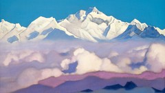 Mountains clouds paintings