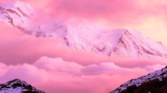 Mountains clouds pink