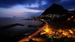 Mountains clouds roads lakes night landscapes