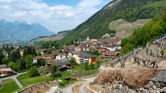Mountains clouds rocks towns
