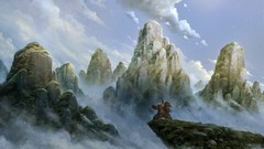 Mountains clouds skies winds fantasy art
