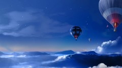 Mountains clouds skyscapes hot air balloons
