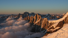 Mountains clouds snow