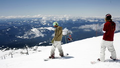 Mountains clouds snow Snowboarding