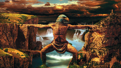 Mountains clouds surreal artwork