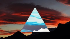 Mountains clouds triangles