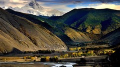 Mountains clouds vintage lomo skies towns