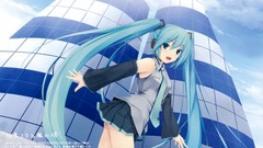 Mountains coffee hatsune miku vocaloid detached sleeves thigh 