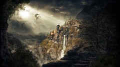 Mountains Dragons the elder scrolls v skyrim