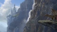 Mountains Dragons Warriors artwork fantasy art