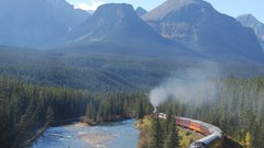 Mountains forests trains