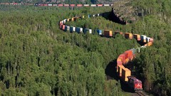 Mountains forests trains