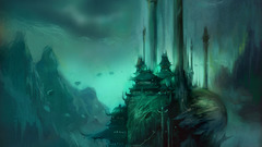 Mountains fortress fantasy art
