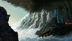 Mountains fortress JRR Tolkien fantasy art Silmarillion