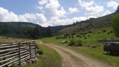 Mountains Green Garden roads fences Villages