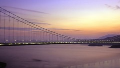 Mountains Hong Kong panorama Bridges street lights