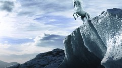 Mountains Horses rocks icebergs