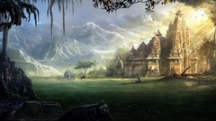 Mountains Horses shrine artwork