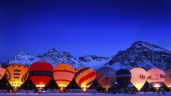Mountains hot air balloons