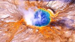 Mountains hot Lake geyser