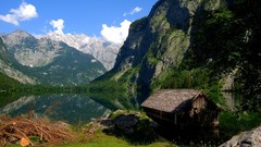 Mountains houses lakes