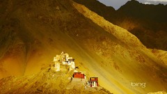 Mountains India Monastery buildings sunlight