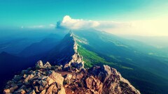 Mountains landscape nature clouds sky forest panorama