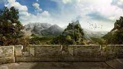 Mountains Landscapes Birds wall