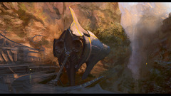 Mountains Landscapes futuristic ships