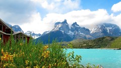 Mountains Landscapes grass rivers