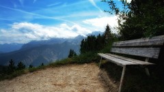 Mountains Landscapes nature bench