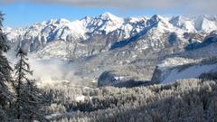 Mountains Landscapes snow Trees