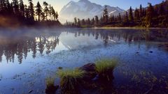 Mountains Landscapes Trees mist