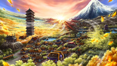 Mountains Landscapes Villages Anime