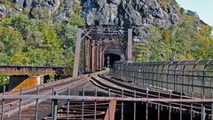 Mountains metal Bridges rocks tunnels
