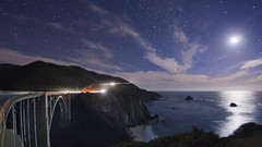 Mountains moon light California Bridges